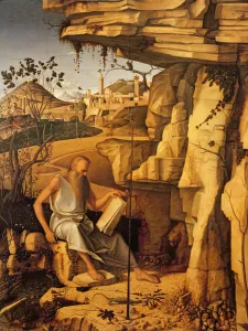 St. Jerome in the Desert, 1480-87 (oil on panel) St. Jerome in the Desert, 1480-87 (oil on panel)