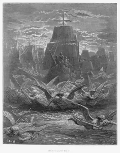 St. Louis (1214-70) leaving Aigues-Mortes, illustration from Histoire des Croisades' St. Louis (1214-70) leaving Aigues-Mortes, illustration from Histoire des Croisades'