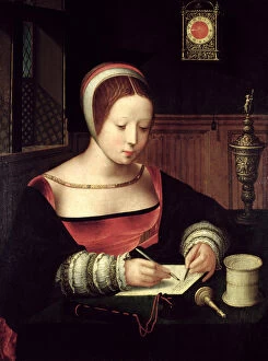 St. Mary Magdalene Writing, c.1500-50 (oil on panel)