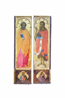Trecento Collection: St Peter and st John the Baptist; an apostle and st Paul, 1355-60 circa, (tempera on wood)