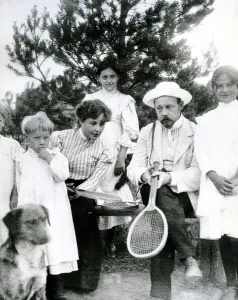 St Petersburg residents taking a break from a tennis match, 1900 (b/w photo) St Petersburg residents taking a break from a tennis match, 1900 (b/w photo)