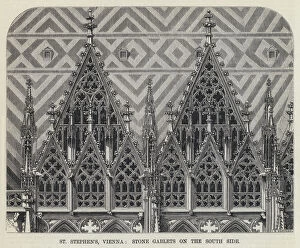 St Stephen's, Vienna, Stone Gablets on the South Side (engraving)