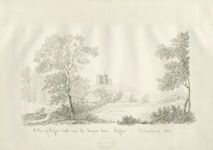 Landscape paintings Collection: Stafford Castle - Near the Newport Road: pen and ink drawing, 1836 (drawing)