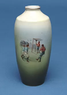 Images Dated 15th July 2008: Staffordshire vase with soccer scene, 1880s (ceramic)