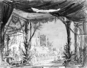 Stage set for Les Troyens by Hector Berlioz (1806-69) 1863 (pen & ink and wash on paper) Stage set for Les Troyens by Hector Berlioz (1806-69) 1863 (pen & ink and wash on paper)