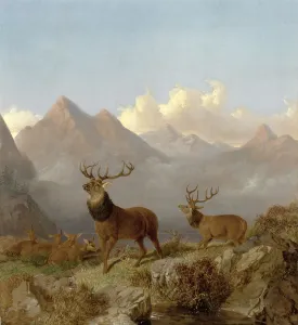 Detail of Stags And Hinds In A Highland Landscape, 1864 (oil on canvas) Detail of Stags And Hinds In A Highland Landscape, 1864 (oil on canvas)