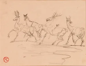 Stags and Hinds (pencil on paper laid down on board) Stags and Hinds (pencil on paper laid down on board)