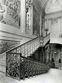 English Baroque Architecture Collection: The staircase at Easton Neston, Northamptonshire, from 100 Favourite Houses (b/w photo)
