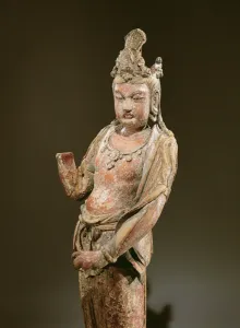 Standing Kuan-yin, Yuan Dynasty (1206-1368), 1282 (wood) (detail of 394833) Standing Kuan-yin, Yuan Dynasty (1206-1368), 1282 (wood) (detail of 394833)