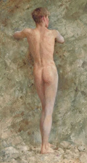 A standing male nude, 1914 (pencil & w/c and bodycolour on paper)