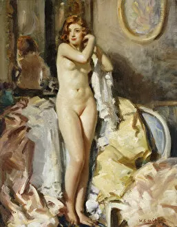 Glehn Gallery: Standing before Mirror, Red Head, (oil on canvas)