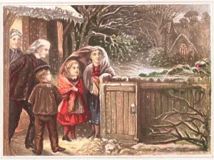 Starting to Snow, Christmas Card (chromolitho) Starting to Snow, Christmas Card (chromolitho)