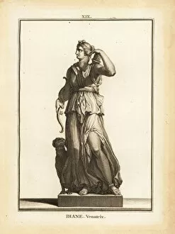 Francois Anne David Gallery: Statue of Diana Venatrix, Roman goddess of the hunt, with bow, arrow and quiver