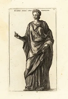 Statue of Flora, Roman goddess of flowers and spring. 1779 (engraving) Statue of Flora, Roman goddess of flowers and spring. 1779 (engraving)