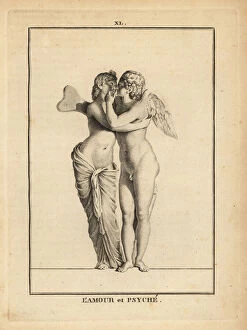 Francois Anne David Gallery: Statue of Greek god of love Eros and mortal princess Psyche kissing