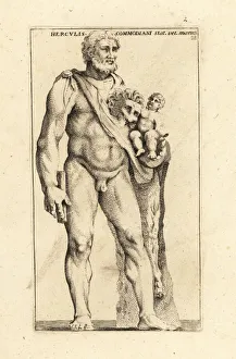 Statue of Hercules with his child Telephos. 1779 (engraving) Statue of Hercules with his child Telephos. 1779 (engraving)
