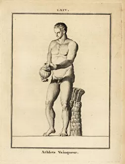 Medailles Gallery: Statue of a naked victorios athlete with vase
