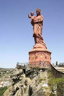 Statue of Notre Dame de France, erigee in 1860 on the Corneille Rock at Puy en Velay