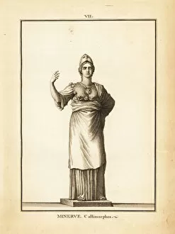 Classical Art Gallery: Statue of the Roman goddess of wisdom Minerva Callimorphos, with helmet
