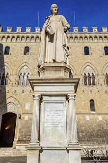 Only One Person Gallery: Statue of Sallustio Bandini, Piazza Salembeni, Siena, Tuscany, Italy, Europe