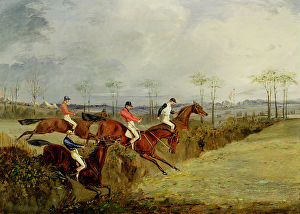 A Steeplechase, Taking a Hedge and Ditch (oil on canvas) A Steeplechase, Taking a Hedge and Ditch (oil on canvas)