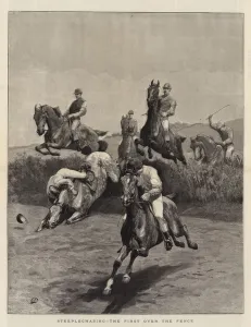 Steeplechasing, the First over the Fence (engraving) Steeplechasing, the First over the Fence (engraving)