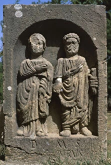 DjÚmila Collection: Stela with two human figures, High Imperial Period (27 BC-395 AD) (stone)