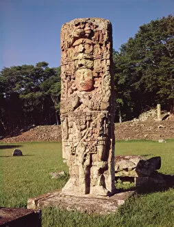 Honduran Gallery: Stele of King in Grand Plaza (stone)