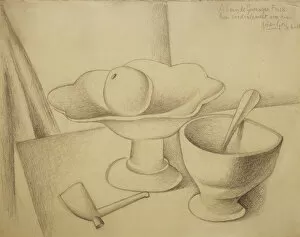 Images Dated 2nd November 2012: Still-life with Fruit Dish; Nature Morte au Compotier, 1919 (pencil on buff paper)