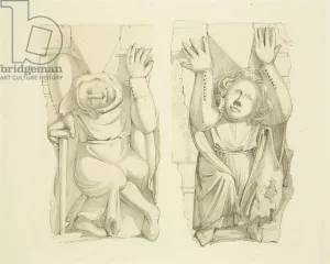 Two stone figures from St Thomas's Church (pencil & w/c on paper) Two stone figures from St Thomas's Church (pencil & w/c on paper)