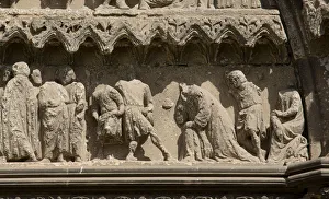 the stoning of Saint Etienne, porch of the south facade, cathedral of Saint Vincent de Bayeux the stoning of Saint Etienne, porch of the south facade, cathedral of Saint Vincent de Bayeux