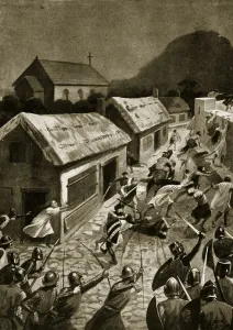 The storming of Berwick by the Scots, November 1354, illustration from ' The storming of Berwick by the Scots, November 1354, illustration from '