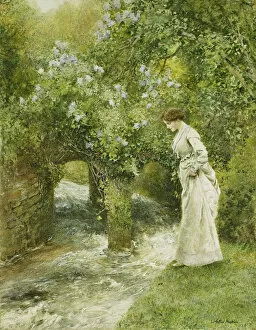Heightened Gallery: The Mill Stream in Spring, (watercolour heightened with white)