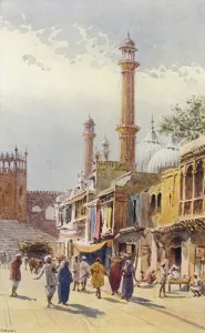A Street in Delhi, looking towards the Jumma Musjid (colour litho) A Street in Delhi, looking towards the Jumma Musjid (colour litho)