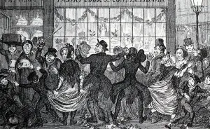 Street urchins causing havoc in the crowd outside a confectioner' Street urchins causing havoc in the crowd outside a confectioner'