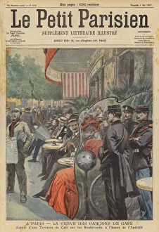 Strike by cafe waiters in Paris (colour litho) Strike by cafe waiters in Paris (colour litho)