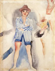 The Striped Blazer, (watercolour and pencil on buff paper) The Striped Blazer, (watercolour and pencil on buff paper)