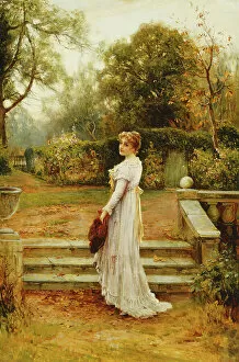 Fair Haired Gallery: A Stroll in the Garden, (oil on canvas)
