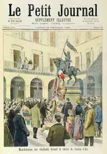 Students gather at the statue of Joan of Arc, from the front page of the illustrated Students gather at the statue of Joan of Arc, from the front page of the illustrated