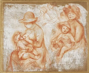 Studies for Mother and Child, c.1885 (red & white chalk on buff laid paper)