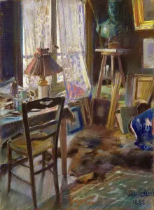 The studio of Comte Deheaulme de Vallombreuse, 36 Rue Jouffrey, Paris 1888 (pastel) The studio of Comte Deheaulme de Vallombreuse, 36 Rue Jouffrey, Paris 1888 (pastel)