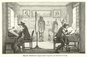 Studio of a copper plate engraver (engraving) Studio of a copper plate engraver (engraving)
