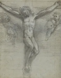 A study of Christ on the Cross with two Angels (black chalk A study of Christ on the Cross with two Angels (black chalk