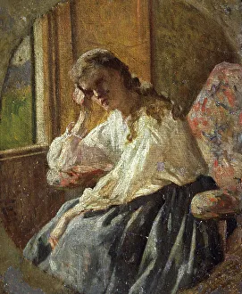 Study of female figure, by Silvestro Lega (1826-1895), Detail of triptych Study of female figure, by Silvestro Lega (1826-1895), Detail of triptych