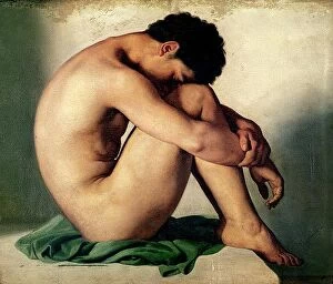 Contemplating Gallery: Study of a Nude Young Man, 1836 (oil on canvas)