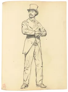 Study for A Parisian Cafe': Standing Man with a Hat, Legs Apart, c Study for A Parisian Cafe': Standing Man with a Hat, Legs Apart, c