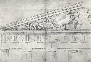 Study of a pediment from the Parthenon (pencil on paper) (b/w photo) Study of a pediment from the Parthenon (pencil on paper) (b/w photo)