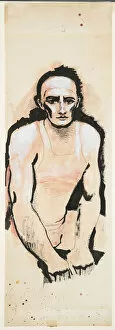 Walt Kuhn Gallery: Study for 'Roberto'No. 1, 1946 (India ink, graphite, pink & white wash over charcoal)