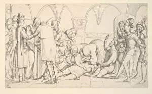 Sir John Everett Millais Gallery: Study for Romeo and Juliet, The Last Scene, 1848 (pencil on paper)