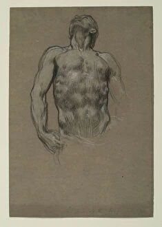 Study for And the sea gave up the dead which were in it, 1877-82 (black & white chalk on brown paper)